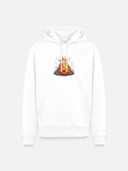 Lustiger Lava-Vulkan Anime-Stil - Männer Premium Bio Hoodie - Weiß