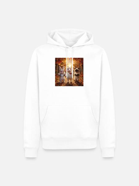 Fluffy Love Herbstfreunde Kuscheltiertrio - Männer Premium Bio Hoodie - Weiß