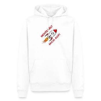 Nichts hält mich auf Rakete - Männer Premium Bio Hoodie - Weiß - Vorne - Nico (187cm)
