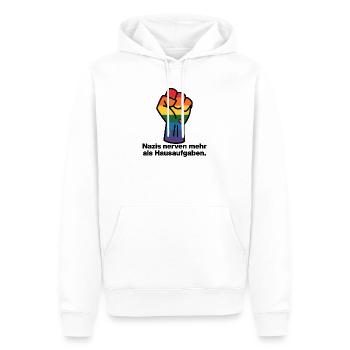 NAZIS NERVEN MEHR ALS HAUSAUFGABEN, SCHÜLER, NONZS - Männer Premium Bio Hoodie - Weiß - Vorne - Nico (187cm)