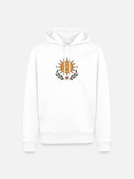 Sonne und Mond – Sonne - Männer Premium Bio Hoodie - Weiß