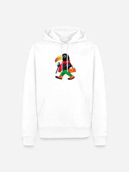 Wandelnde Krähe im roten Schal - Männer Premium Bio Hoodie - Weiß