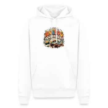 Analog glücklich – Retro Shirt für Nostalgie-Fans - Männer Premium Bio Hoodie - Weiß - Vorne - Nico (187cm)