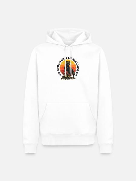 Retro Panther - Strength in Silence - Männer Premium Bio Hoodie - Weiß
