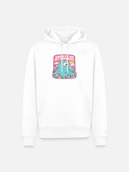Einäugiger Espresso Monster - Männer Premium Bio Hoodie - Weiß