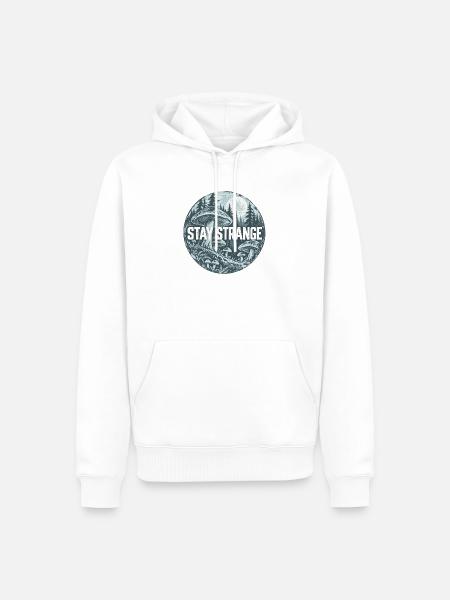 Stay Strange Waldpilz Motiv - Männer Premium Bio Hoodie - Weiß