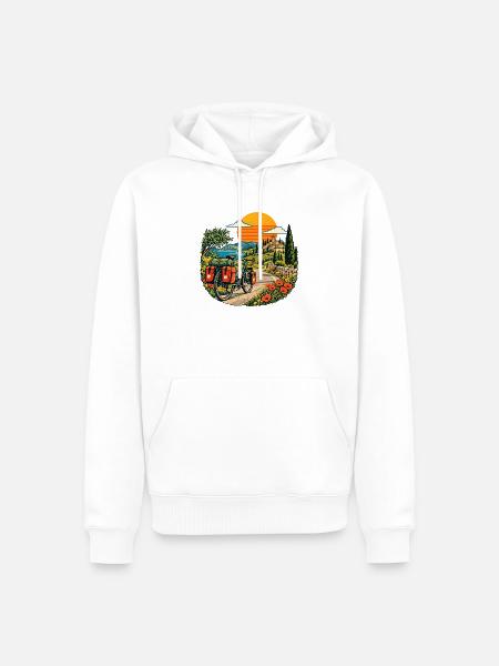Sonnenuntergangs Radreise am Meer - Männer Premium Bio Hoodie - Weiß