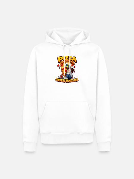 Lustige Pizza versteht mich - Männer Premium Bio Hoodie - Weiß