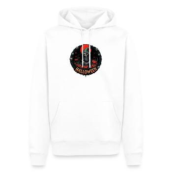 Makabres, rundes, gerahmtes Waschbär-Astronauten-T-Shirt - Männer Premium Bio Hoodie - Weiß - Vorne - Nico (187cm)