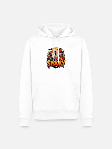 Spooky Halloween Geist mit Kürbis - Männer Premium Bio Hoodie - Weiß