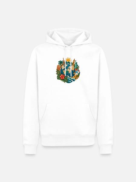 Weltreise Globus mit Landmarken - Männer Premium Bio Hoodie - Weiß