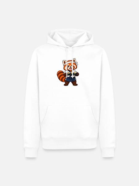 Red Panda Sushi-Koch mit Sushi-Rollen - Männer Premium Bio Hoodie - Weiß