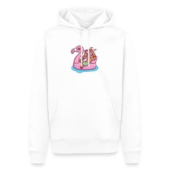 Ziege entspannt sich im Flamingo-Pool-Floatsommer - Männer Premium Bio Hoodie - Weiß - Vorne - Nico (187cm)