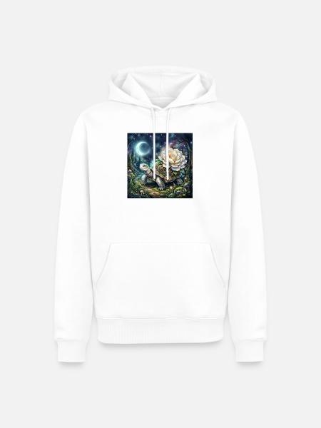 Blume im Mondlicht - Männer Premium Bio Hoodie - Weiß