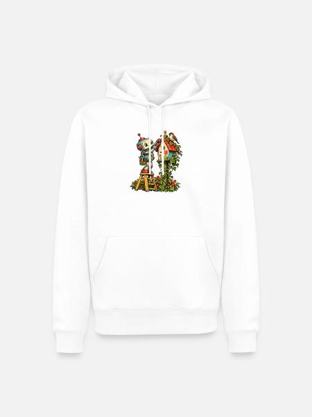Robot malt Vogelhaus Idyll - Männer Premium Bio Hoodie - Weiß