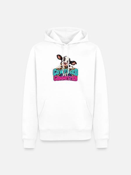Cowfused But Committed - Männer Premium Bio Hoodie - Weiß