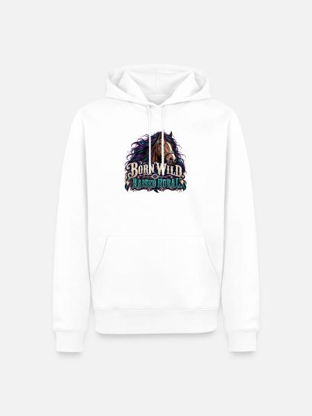Geboren Wild, Ländlich Aufgewachsen - Männer Premium Bio Hoodie - Weiß