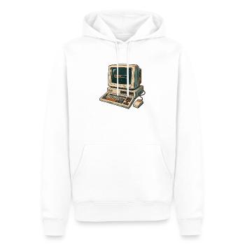 Retro-Computer Pixelästhetik - Männer Premium Bio Hoodie - Weiß - Vorne - Nico (187cm)