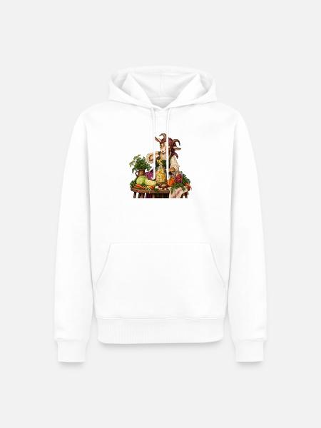 Ziege fermentiert Gemüse - Männer Premium Bio Hoodie - Weiß
