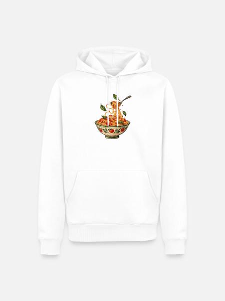 Spaghetti Schüssel Illustration - Männer Premium Bio Hoodie - Weiß