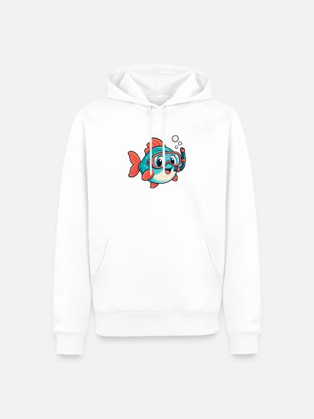 Fisch mit Schnorchel - Männer Premium Bio Hoodie - Weiß