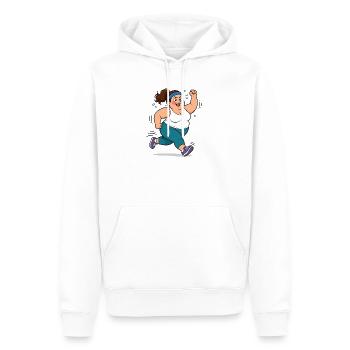 Korpulente Comic Frau beim Jogging Sport Spaß Shir - Männer Premium Bio Hoodie - Weiß - Vorne - Nico (187cm)