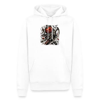 Kürbiskopf-Sensenmann mit Axt - Männer Premium Bio Hoodie - Weiß - Vorne - Nico (187cm)