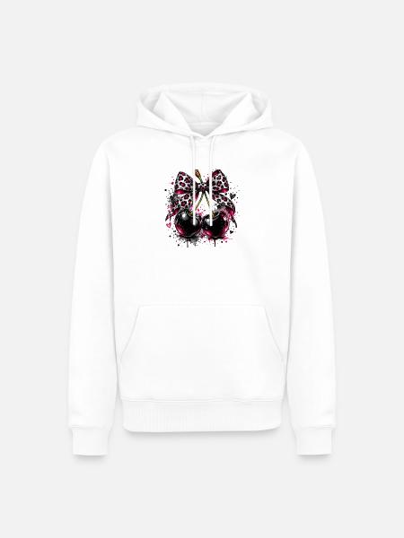Kirschen mit Leopardenmuster - Männer Premium Bio Hoodie - Weiß