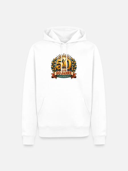 50 Jahre – Gold im Herzen - Männer Premium Bio Hoodie - Weiß