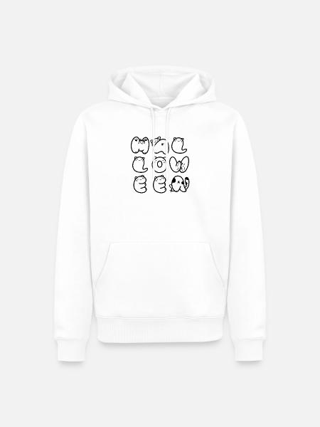 Süße Halloween-Katze - Männer Premium Bio Hoodie - Weiß