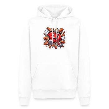 Herzzerreißende Graffiti-Wand: Liebe bricht durch - Männer Premium Bio Hoodie - Weiß - Vorne - Nico (187cm)