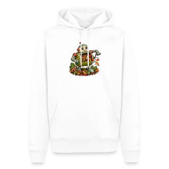 Herbstroboter mit Falllaub - Männer Premium Bio Hoodie - Weiß - Vorne - Nico (187cm)