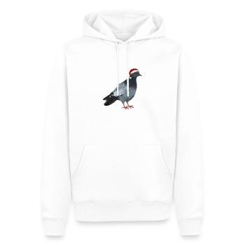 Weihnachtstaube - Taube mit Weihnachtsmütze - Männer Premium Bio Hoodie - Weiß - Vorne - Nico (187cm)