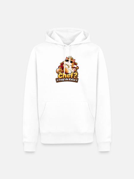 Chef? Fragt die Katze - Männer Premium Bio Hoodie - Weiß