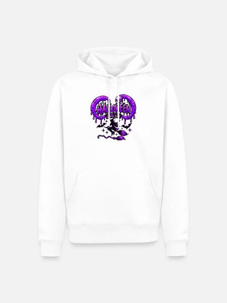 Lila Spuk-Halloween - Männer Premium Bio Hoodie - Weiß