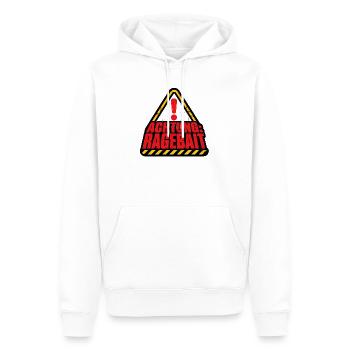 Achtung Ragebait Warnschild Typografie Shirt - Männer Premium Bio Hoodie - Weiß - Vorne - Nico (187cm)
