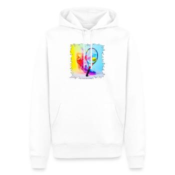 Farbenexplosion Tennisracket - Männer Premium Bio Hoodie - Weiß - Vorne - Nico (187cm)