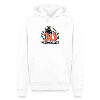 30 Geburtstag – Konfettikapitän - Männer Premium Bio Hoodie - Weiß - Vorne - Nico (187cm)