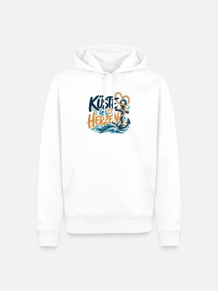 Küste im Herzen – Maritimes Design - Männer Premium Bio Hoodie - Weiß