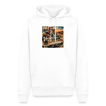 Vergessen Verzeihen – SATO | Retro Design - Männer Premium Bio Hoodie - Weiß - Vorne - Nico (187cm)