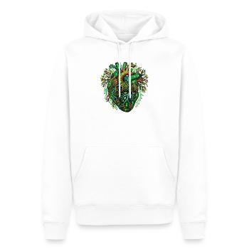 Umweltschutz – Grünes Herz zwischen Natur und Tech - Männer Premium Bio Hoodie - Weiß - Vorne - Nico (187cm)