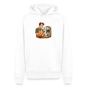 Geschenk für neue Hobby-Baristas mit Siebträger - Männer Premium Bio Hoodie - Weiß - Vorne - Nico (187cm)