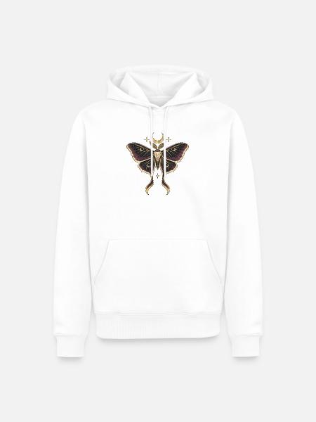 Mondmotte – Gothic Art mit Sternen - Männer Premium Bio Hoodie - Weiß