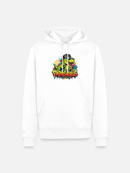 Papasaurus Dinosaurier T-rex Graffiti Street Art - Männer Premium Bio Hoodie - Weiß