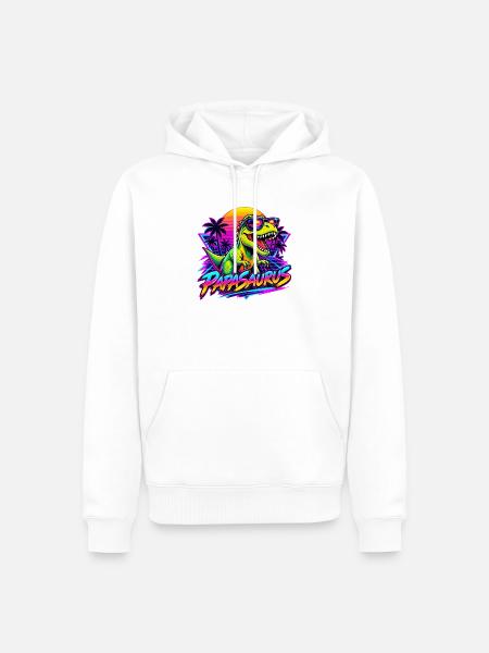 Papasaurus Dinosaurier Sonnenbrille Retro 80er - Männer Premium Bio Hoodie - Weiß