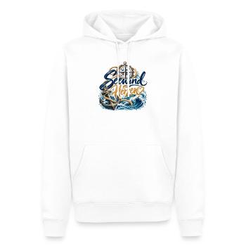 Seewind im Herzen - Männer Premium Bio Hoodie - Weiß - Vorne - Nico (187cm)