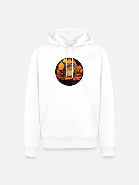 Herbstfrosch bei Sunset, Dunkle Stimmung - Männer Premium Bio Hoodie - Weiß