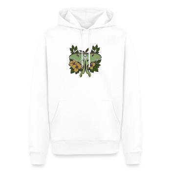 Üppiger Mondfalter zwischen gelben Blüten - Männer Premium Bio Hoodie - Weiß - Vorne - Nico (187cm)