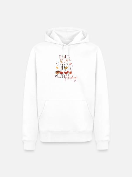 Herbstliebe: Lesen mit Wärme - Männer Premium Bio Hoodie - Weiß