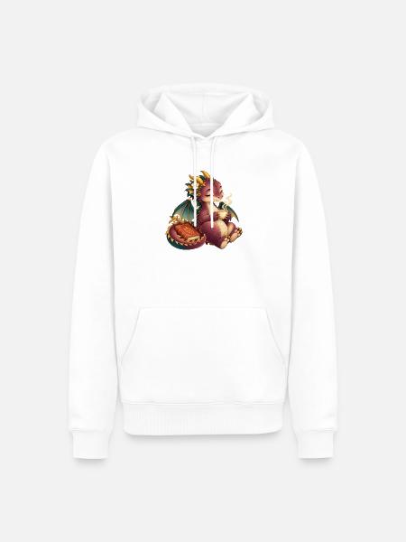 Süßer Drachentee und Buch - Männer Premium Bio Hoodie - Weiß